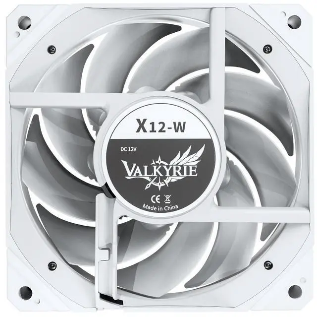 Alt view image 5 of 7 - Valkyrie X12 White PC Case Fan - 120mm - High Performance - aRGB LED - Low Noise, High Airflow 80CFM - Fluid Dynamic Bearings - Ultra Quiet  800-2150 RPM - Daisy Chain  PWM  RGB Computer Cooling