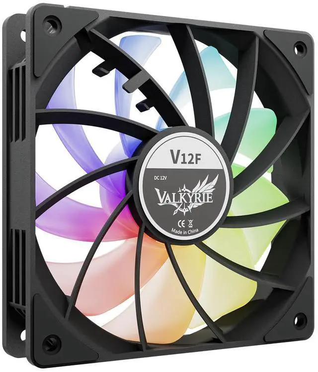 Alt view image 4 of 5 - Valkyrie V12 Black - aRGB PC Case Fan 120mm - High Airflow 75CFM  Fluid Dynamic Bearings - Silent Operation - RGB - 3-pin Addressable LEDs -  700-1850 RPM - Daisy Chain - PWM - Computer Cooling