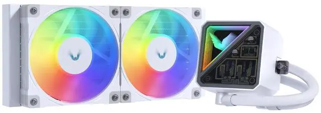 Main image of Valkyrie V240 Lite AIO CPU Liquid Cooler - White, 240mm, RGB LEDs, FDB 120mm Fans 2150RPM, 2800RPM Pump, Fits AMD AM5/AM4, Intel LGA 1851, AMD Ryzen 9900x, 7800x3D, Intel Core Ultra 245K, 265K, 285K