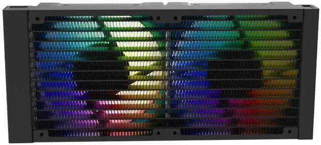 Alt view image 3 of 7 - Valkyrie V240 Lite AIO CPU Liquid Cooler - Black, 240mm, RGB LEDs, FDB 120mm Fans 2150RPM, 2800RPM Pump, Fits AMD AM5/AM4, Intel LGA 1851, AMD Ryzen 9900x, 7800x3D, Intel Core Ultra 245K, 265K, 285K