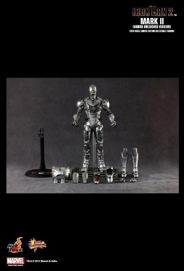 Alt view image 7 of 10 - Iron Man Mark II Armor Unleashed Version 1:6 Scale Figure By Hot Toys