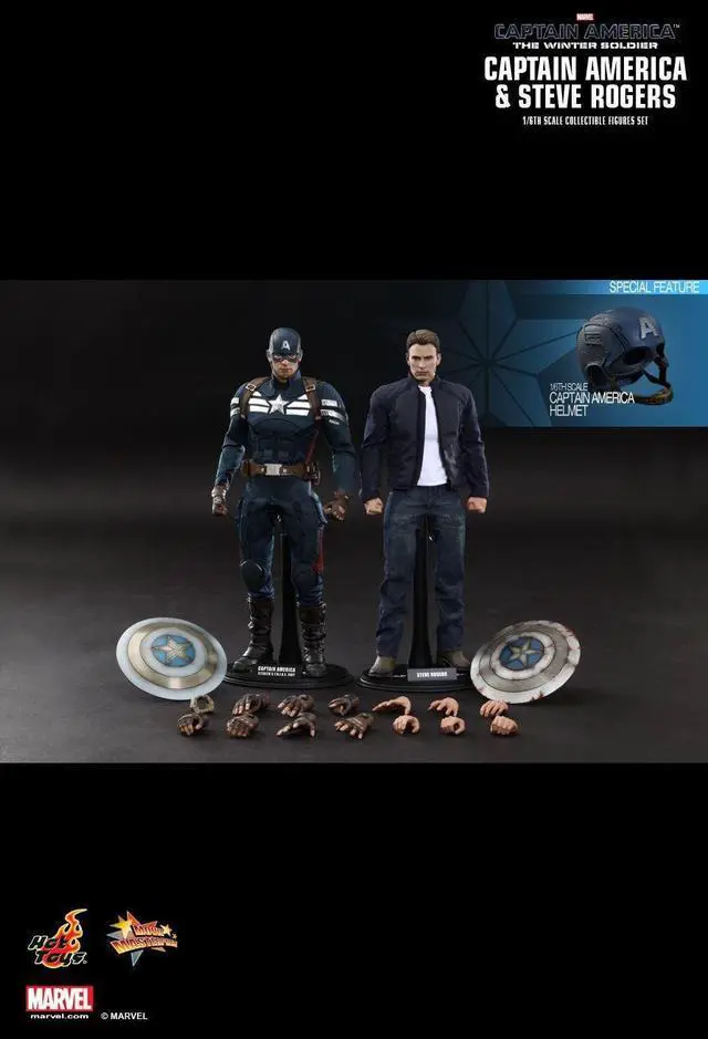 Alt view image 2 of 5 - Figure Hot Toys MMS243 - Marvel Comics - Captain America : The Winter Soldier - Captain America & Steve Rogers
