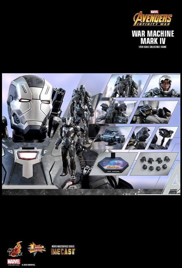 Alt view image 3 of 6 - hot toys marvel avengers infinity war war machine mark iv diecast 1/6 scale action figure