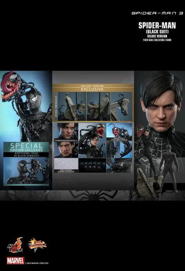 Alt view image 2 of 5 - figure Hot Toys MMS728B - Marvel Comics - Spider Man 3 - Spider Man Black Suit Deluxe Version