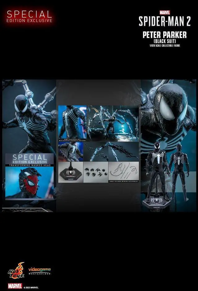 Alt view image 2 of 4 - Figure Hot Toys VGM56B - Marvel's Spider Man 2 - Peter Parker Black Suit Deluxe Version