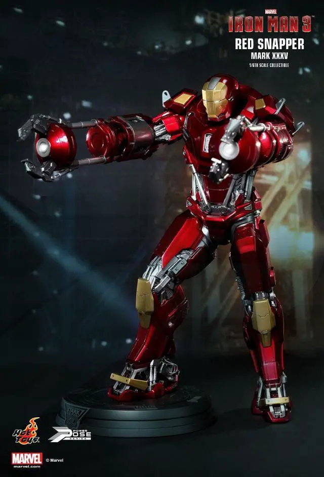 Alt view image 10 of 12 - Iron Man 3 Hot Toys 1:6 Power Pose Collectible Figure: Red Snapper Mark XXXV
