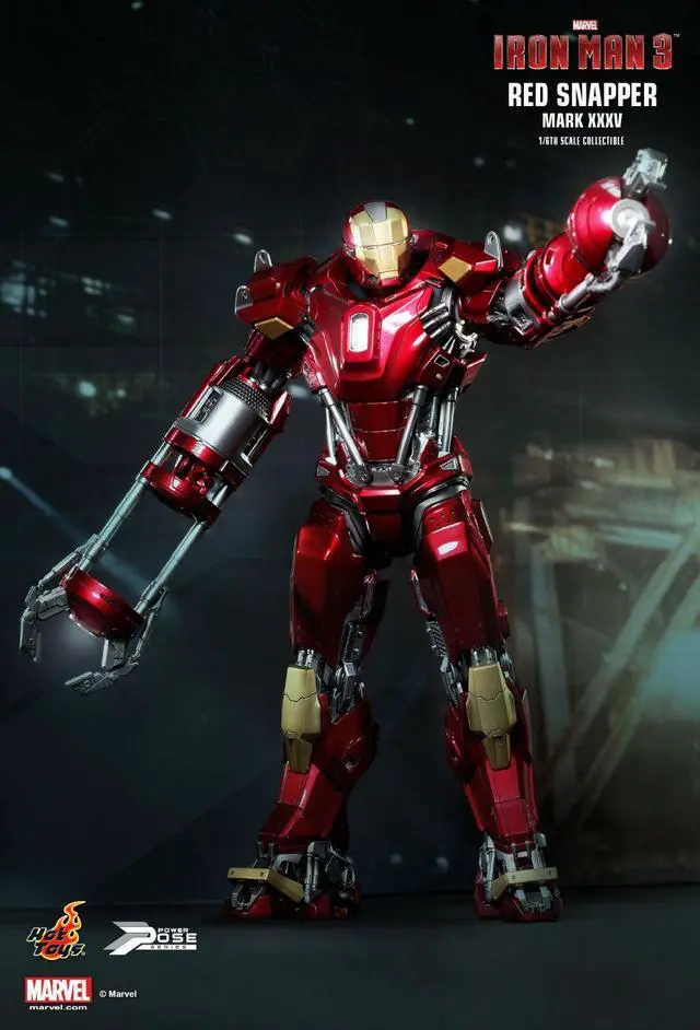 Alt view image 11 of 12 - Iron Man 3 Hot Toys 1:6 Power Pose Collectible Figure: Red Snapper Mark XXXV