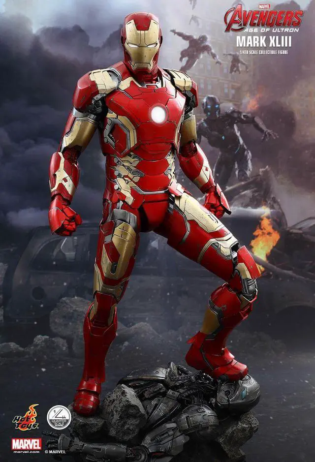 Alt view image 7 of 9 - Avengers Age of Ultron 1:4 Scale Hot Toys Collectible Figure Iron Man Mark XLIII