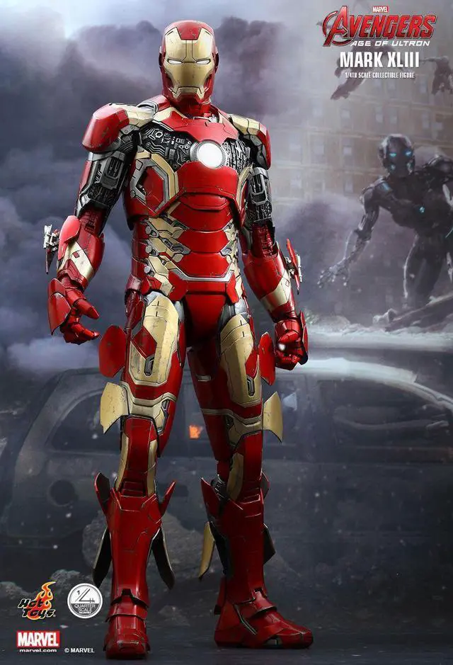 Alt view image 8 of 9 - Avengers Age of Ultron 1:4 Scale Hot Toys Collectible Figure Iron Man Mark XLIII