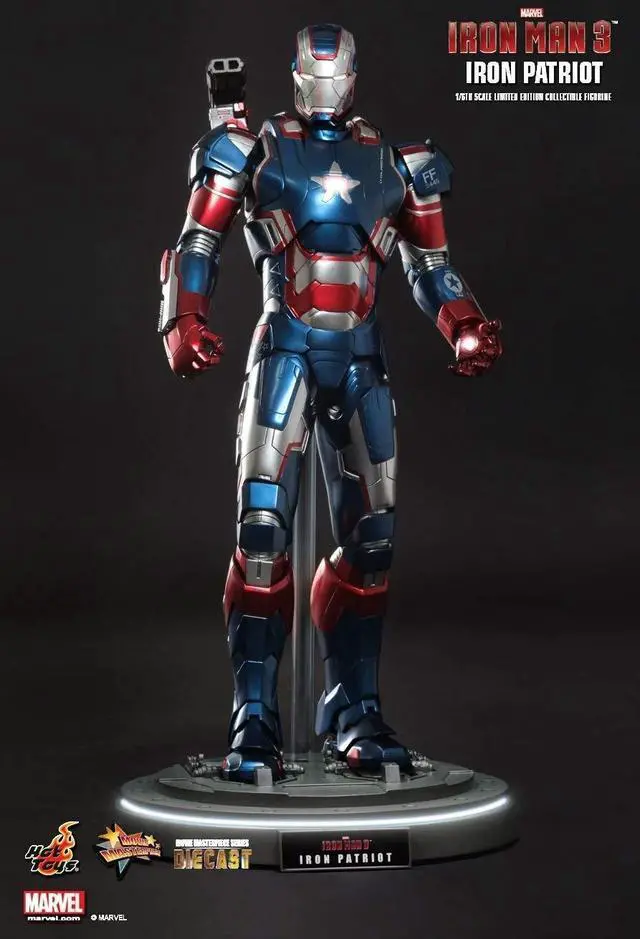 Alt view image 9 of 13 - Iron Patriot Iron Man 3 Movie Masterpiece 1/6 Scale Hot Toys Action Figure