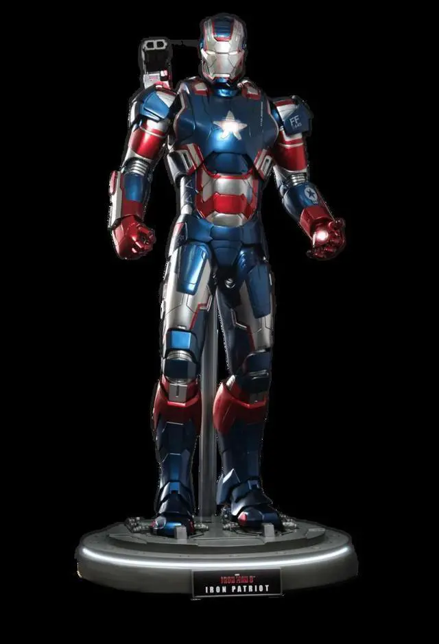 Alt view image 8 of 13 - Iron Patriot Iron Man 3 Movie Masterpiece 1/6 Scale Hot Toys Action Figure