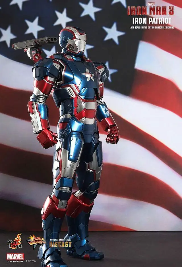 Alt view image 10 of 13 - Iron Patriot Iron Man 3 Movie Masterpiece 1/6 Scale Hot Toys Action Figure