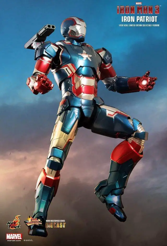 Alt view image 11 of 13 - Iron Patriot Iron Man 3 Movie Masterpiece 1/6 Scale Hot Toys Action Figure