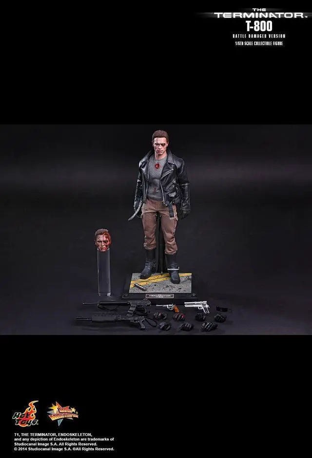 Alt view image 11 of 14 - Terminator T-800 Battle Damaged Version Hot Toys Movie 1/6 Scale Figure