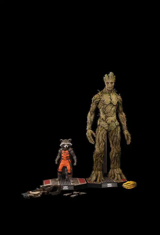 Alt view image 5 of 9 - Guardians of the Galaxy Hot Toys 1/6th Scale Action Figure Set Rocket and Groot