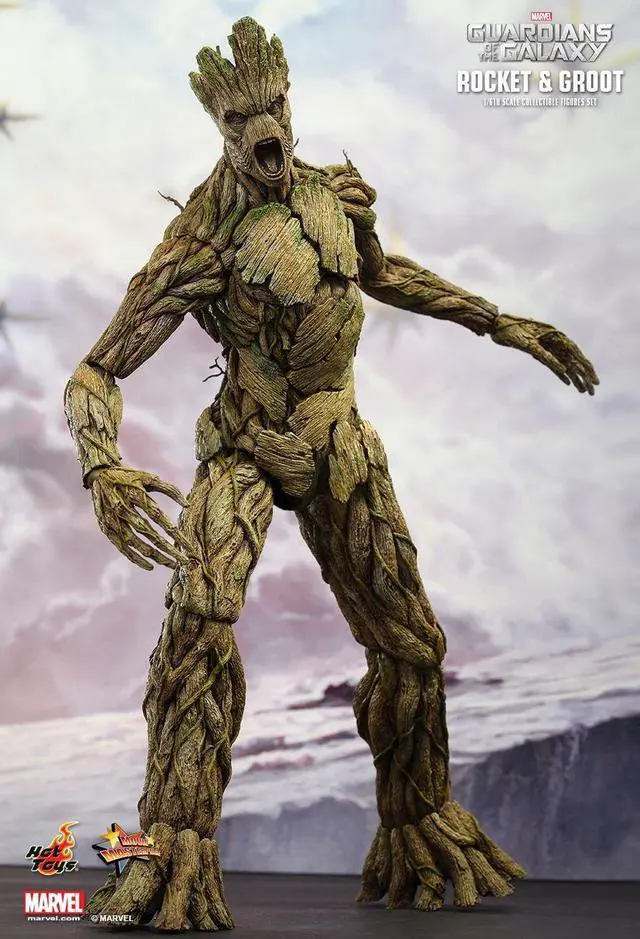 Alt view image 8 of 9 - Guardians of the Galaxy Hot Toys 1/6th Scale Action Figure Set Rocket and Groot