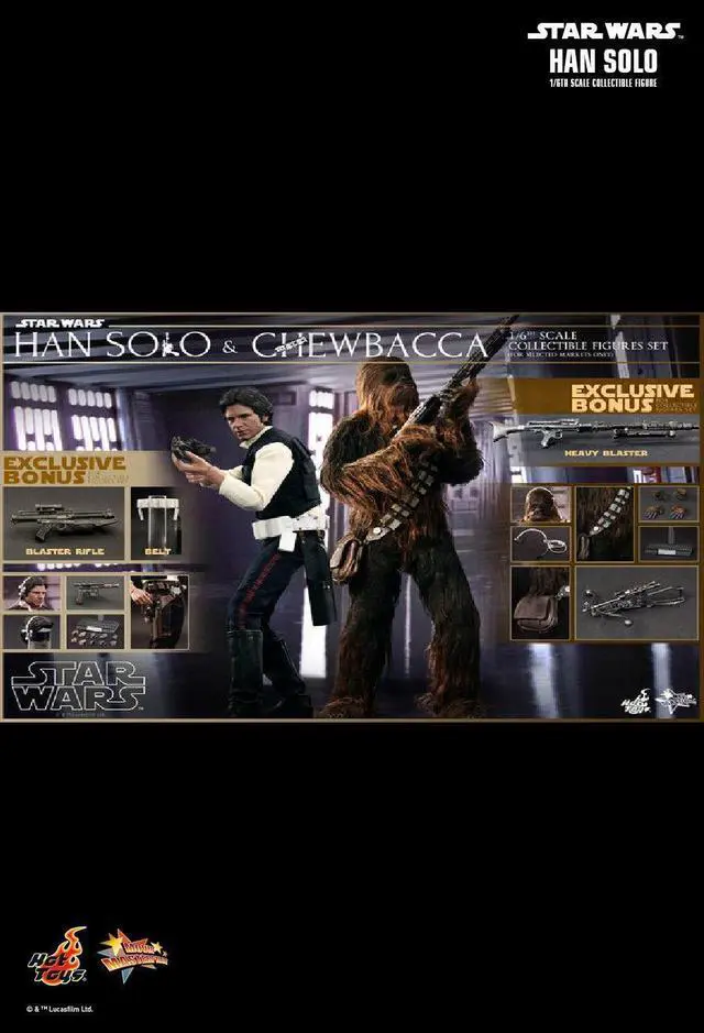 Alt view image 6 of 9 - Star Wars Han Solo and Chewbacca Movie Masterpiece Series 1:6 Scale Figure Set By Hot Toys