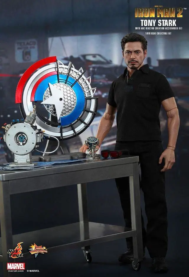 Alt view image 4 of 6 - hot toys iron man 2 movie masterpiece tony stark with arc reactor creation accessories set collectible figure