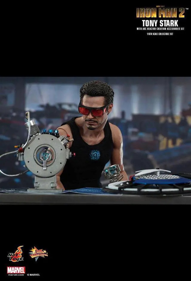 Alt view image 5 of 6 - hot toys iron man 2 movie masterpiece tony stark with arc reactor creation accessories set collectible figure