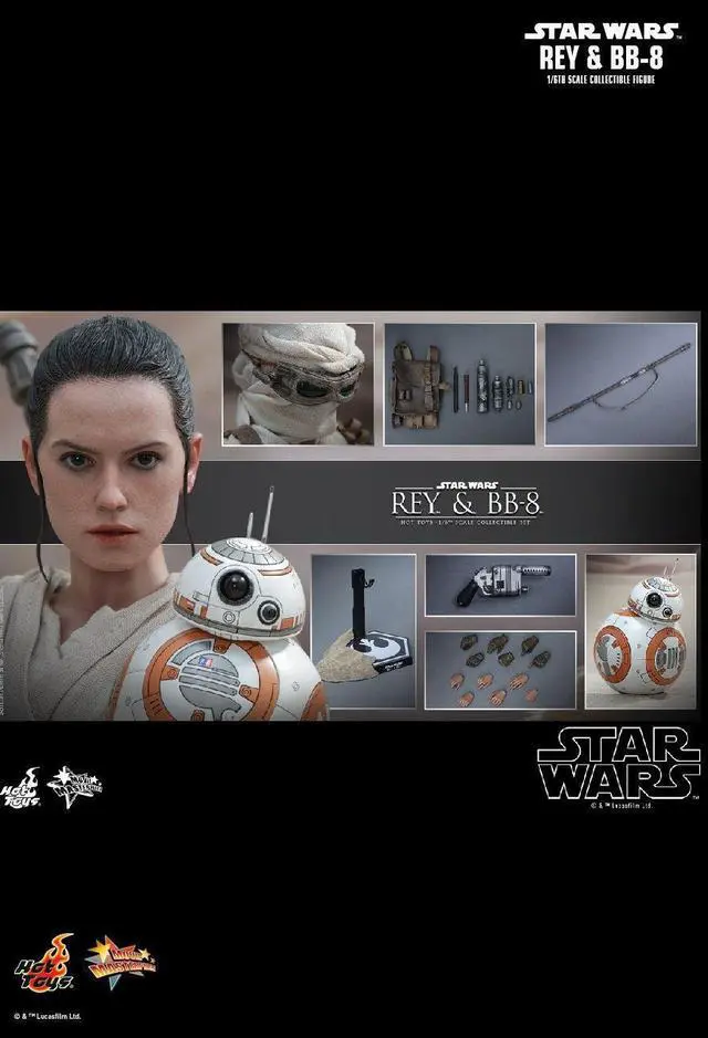 Alt view image 3 of 6 - star wars movie masterpiece 1/6 scale fully poseable figure the force awakens rey & bb8 set