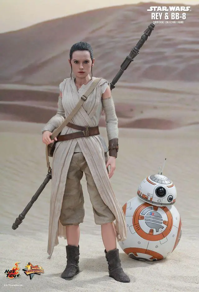 Alt view image 4 of 6 - star wars movie masterpiece 1/6 scale fully poseable figure the force awakens rey & bb8 set
