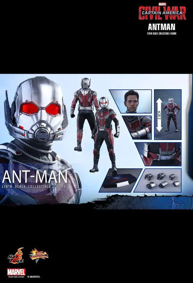 Alt view image 3 of 6 - hot toys marvel captain america civil war antman 1/6 scale 12" figure