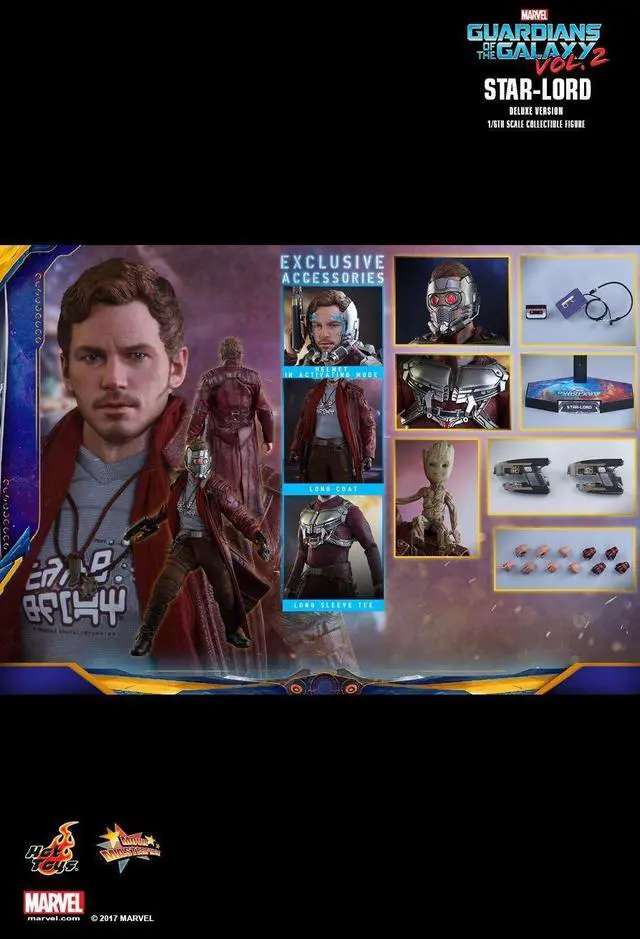 Alt view image 2 of 5 - Hot Toys Star-Lord (Deluxe Version) 1/6 Scale Collectible Marvel Guardians of the Galaxy Volume 2 Movie Figure