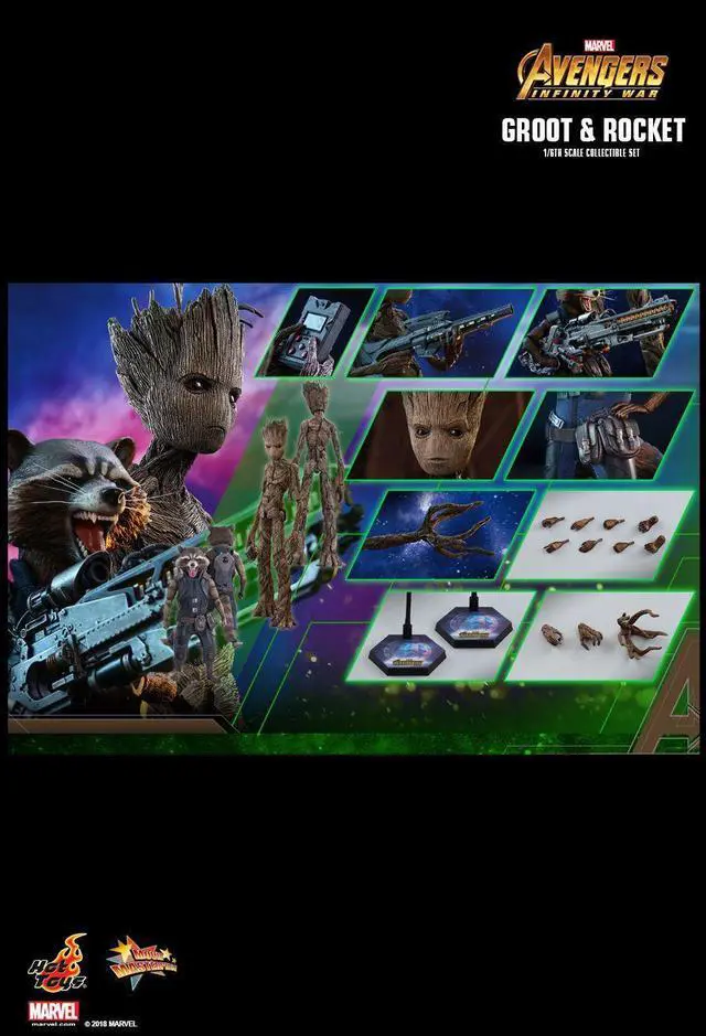 Alt view image 2 of 5 - Figure Hot Toys MMS476 - Marvel Comics - Avengers 3 : Infinity War - Groot & Rocket Deluxe Version