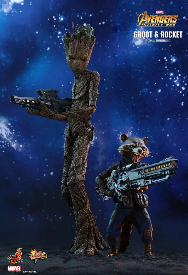 Alt view image 4 of 5 - Figure Hot Toys MMS476 - Marvel Comics - Avengers 3 : Infinity War - Groot & Rocket Deluxe Version