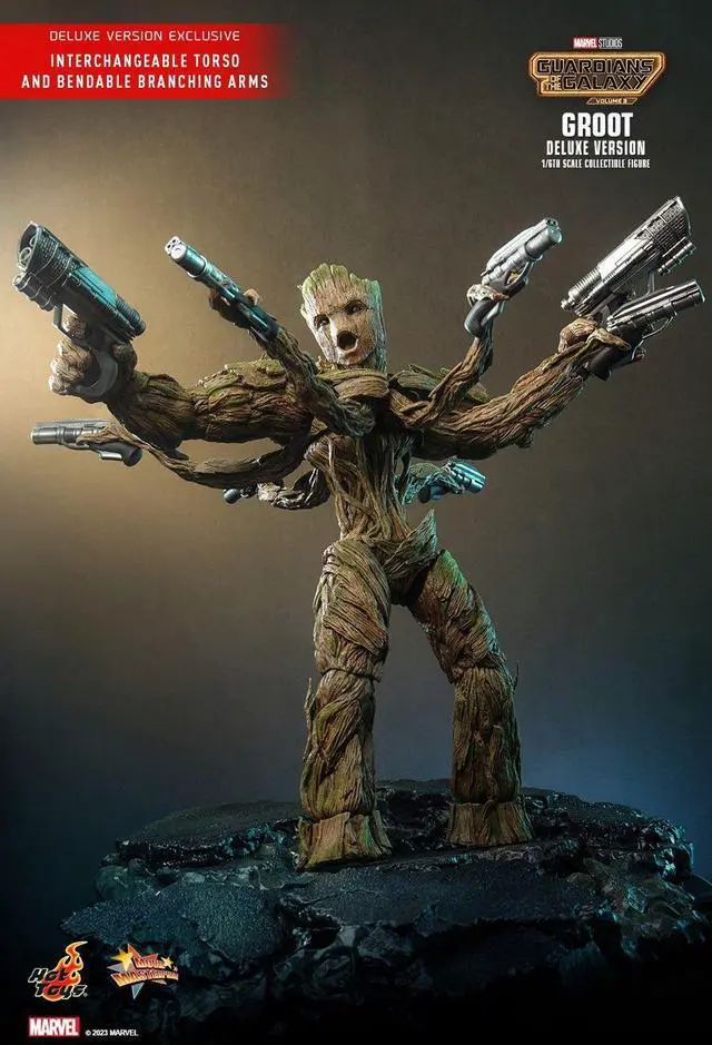 Alt view image 3 of 5 - Figure Hot Toys MMS707 - Marvel Comics - Guardians Of The Galaxy Vol.3 - Groot Deluxe Version
