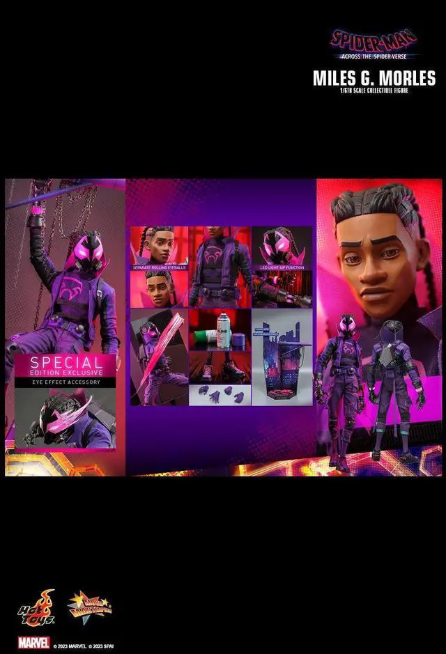 Alt view image 6 of 7 - figure Hot Toys MMS725B - Marvel Comics - Spider-Man : Across The Spider Verse - Miles G. Morales Deluxe Version