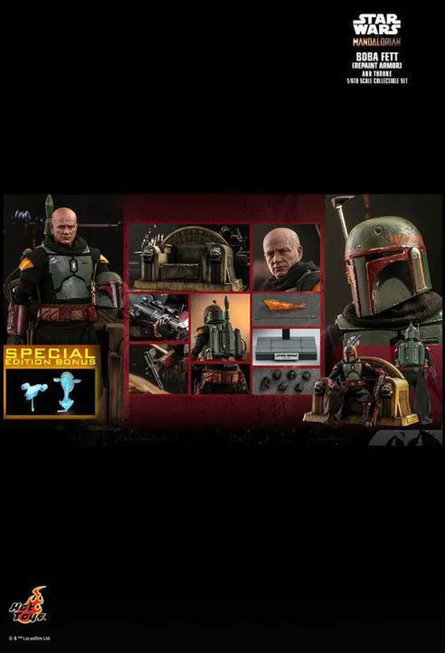 Alt view image 2 of 5 - Figure Hot Toys TMS056D - Star Wars : The Mandalorian - Boba Fett Repaint Armor Version & Throne Deluxe Version