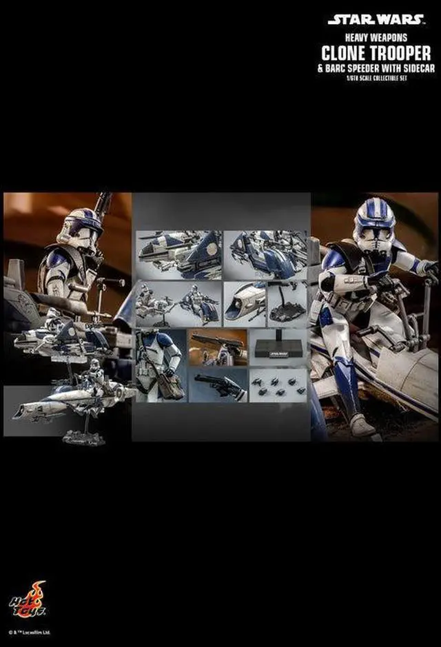 Alt view image 2 of 5 - Figure Hot Toys TMS077 - Star Wars : The Clone Wars - Heavy Weapons Clone Trooper & Barc Speeder With Sidecar