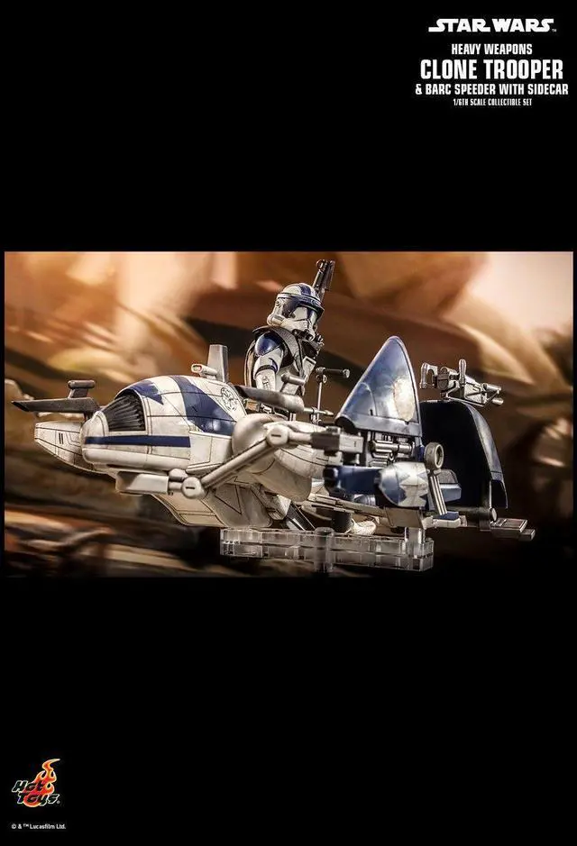Alt view image 3 of 5 - Figure Hot Toys TMS077 - Star Wars : The Clone Wars - Heavy Weapons Clone Trooper & Barc Speeder With Sidecar
