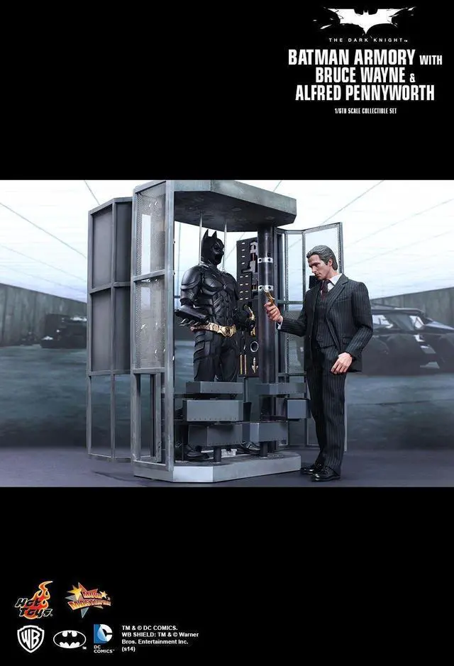 Alt view image 6 of 7 - The Dark Knight 12" Figures Batman Armory With Bruce Wayne & Alfred By Hot Toys