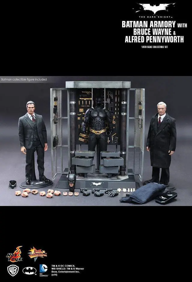 Alt view image 4 of 7 - The Dark Knight 12" Figures Batman Armory With Bruce Wayne & Alfred By Hot Toys