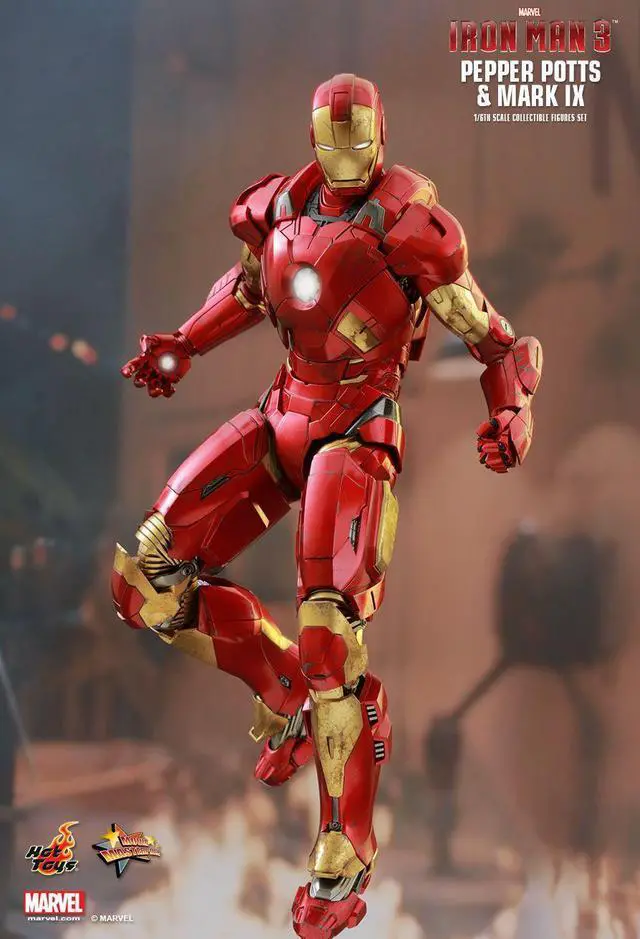 Alt view image 3 of 5 - Figure Hot Toys MMS311 - Marvel Comics - Iron Man 3 - Pepper Potts & Iron Man Mark 9 Deluxe Version