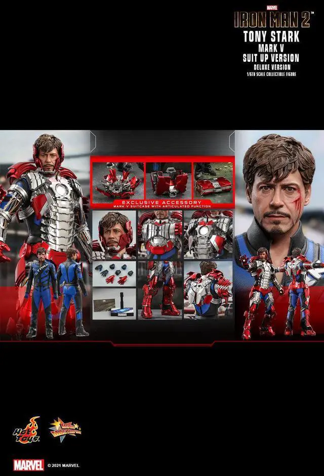 Alt view image 2 of 5 - Figure Hot Toys MMS600 - Marvel Comics - Iron Man 2 - Tony Stark Mark 5 Suit Up Deluxe Version