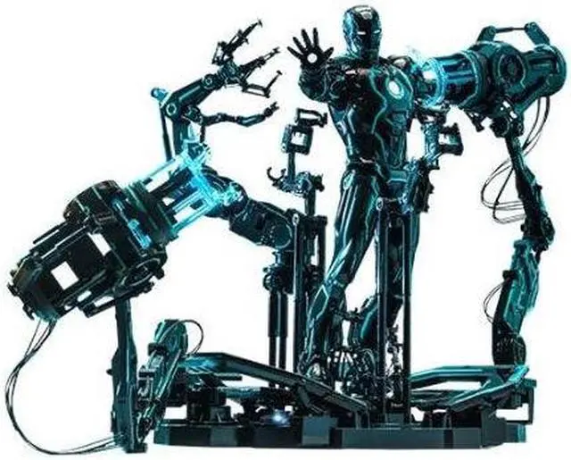 Main image of Figure Hot Toys MMS672D50 - Marvel Comics - Iron Man 2 - Neon Tech Iron Man & Suit-Up Gantry Standard Version