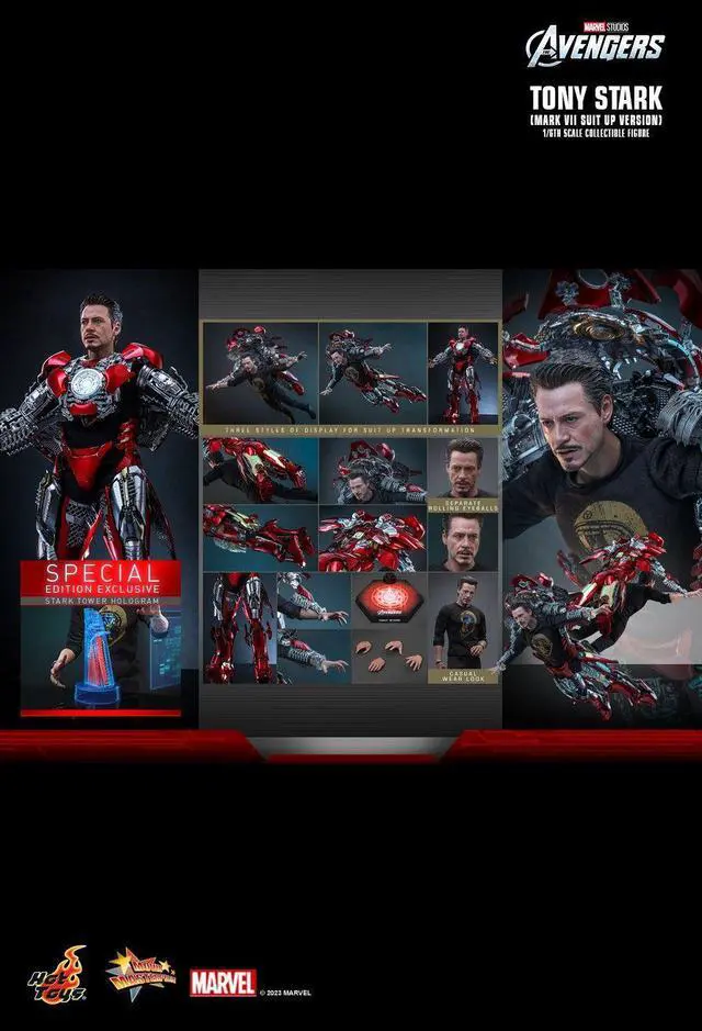 Alt view image 2 of 5 - Figure Hot Toys MMS718B - Marvel Comics - Iron Man - Tony Stark Mark 7 Suit Up Version & Bonus Accessory
