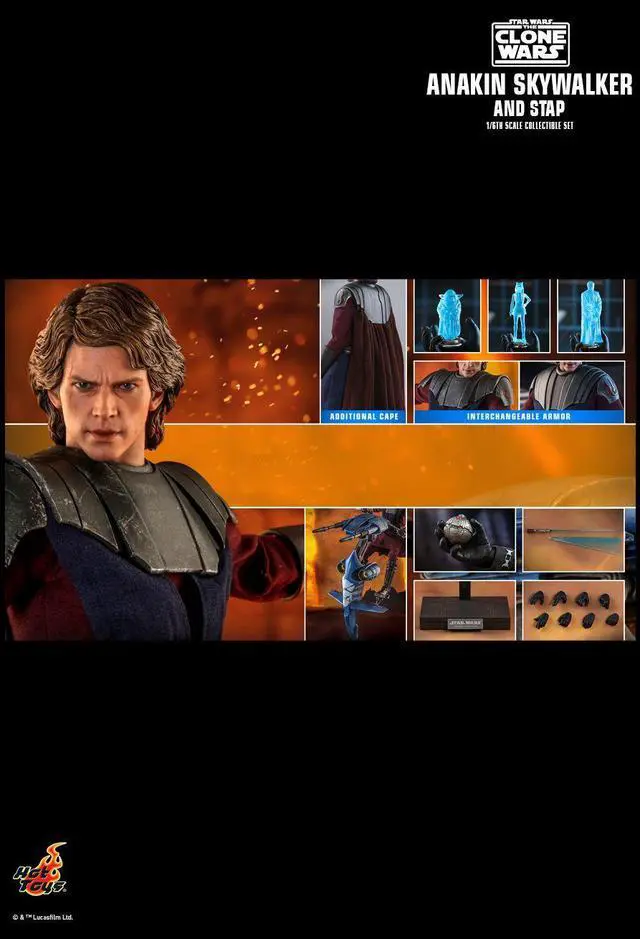 Alt view image 2 of 5 - Figure Hot Toys TMS020 - Star Wars : The Clone Wars - Anakin Skywalker And Stap Standard Version