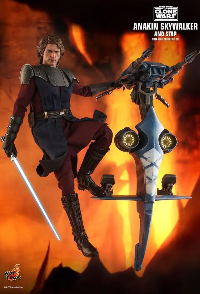 Alt view image 4 of 5 - Figure Hot Toys TMS020 - Star Wars : The Clone Wars - Anakin Skywalker And Stap Deluxe Version