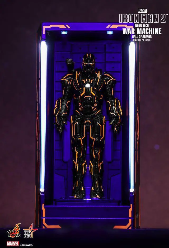 Alt view image 2 of 5 - Figure Hot Toys MMSC013 - Marvel Comics - Iron Man 2 - Neon Tech War Machine Hall Of Armor Miniature Collectible