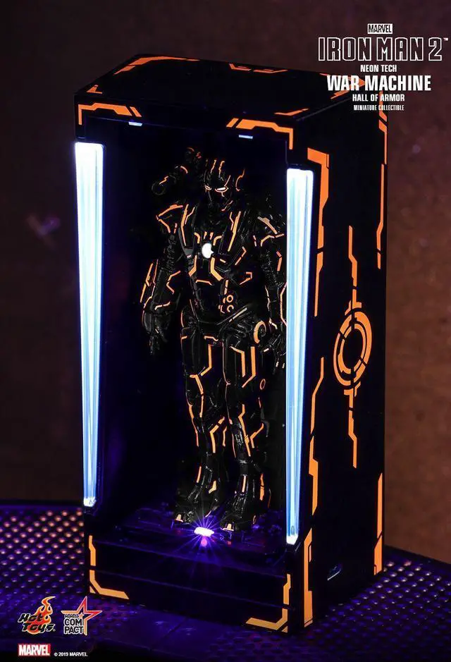 Alt view image 3 of 5 - Figure Hot Toys MMSC013 - Marvel Comics - Iron Man 2 - Neon Tech War Machine Hall Of Armor Miniature Collectible