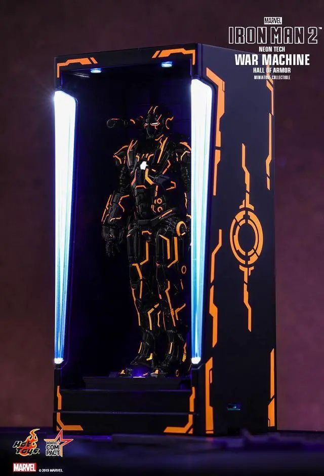 Alt view image 4 of 5 - Figure Hot Toys MMSC013 - Marvel Comics - Iron Man 2 - Neon Tech War Machine Hall Of Armor Miniature Collectible
