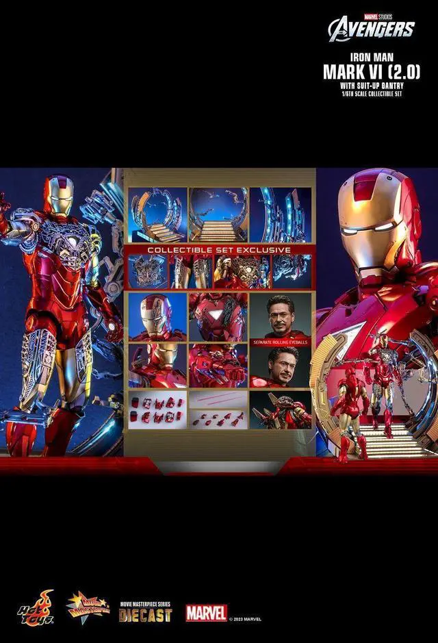 Alt view image 2 of 5 - Figure Hot Toys MMS688D53 - Marvel Comics - The Avengers - Iron Man Mark VI & Suit-Up Gantry