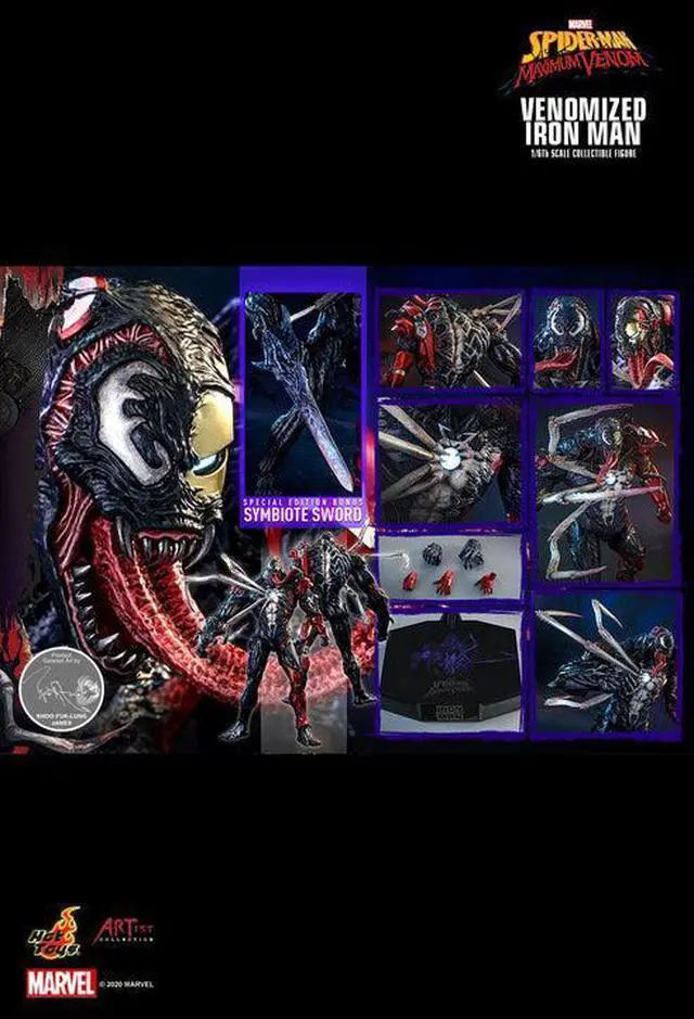 Alt view image 2 of 5 - Figure Hot Toys AC04 - Marvel Comics - Marvel's Spider-Man : Maximum Venom -Venomized Iron Man Deluxe Version