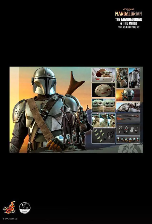 Alt view image 2 of 5 - Figure Hot Toys QS016 - Star Wars : The Mandalorian - The Mandalorian & The Child Standard Version