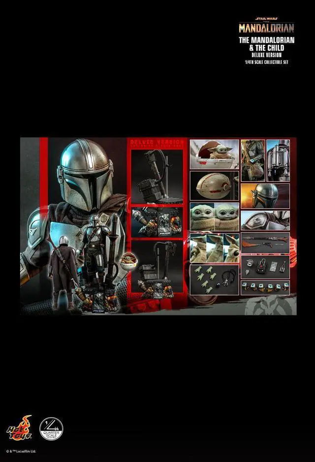 Alt view image 2 of 5 - Figure Hot Toys QS017 - Star Wars : The Mandalorian - The Mandalorian & The Child Deluxe Version