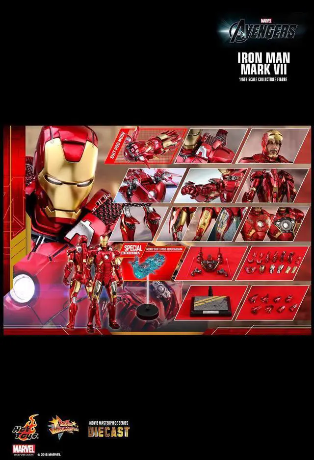 Alt view image 2 of 5 - Figure Hot Toys MMS500D27 - Marvel Comics - The Avengers - Iron Man Mark 7 Deluxe Version